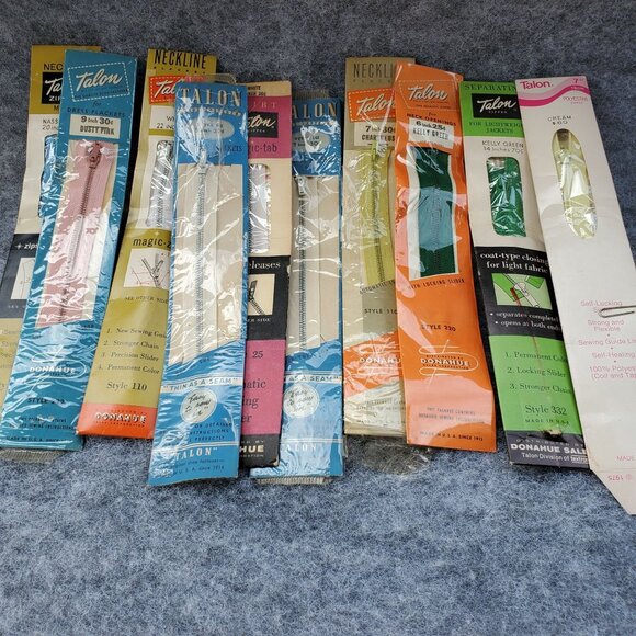 Lot Of 10 Retro MCM Talon Zippers Assorted Colors, Sizes Sewing Craft Supplies - Picture 1 of 2